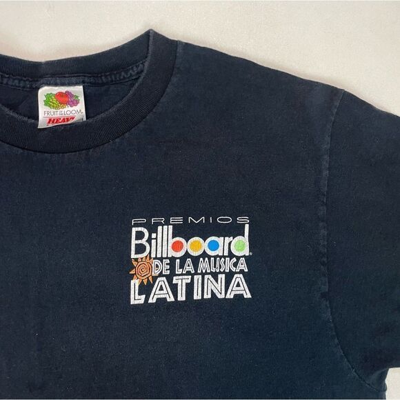 VINTAGE Billboard Latina Graphic T-shirt Men Large Black Short Sleeve Music - Picture 2 of 8